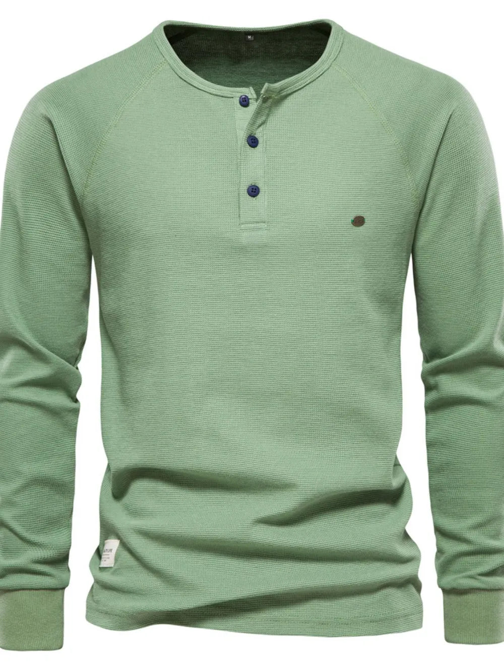 Camiseta de manga larga de punto gofre para hombre