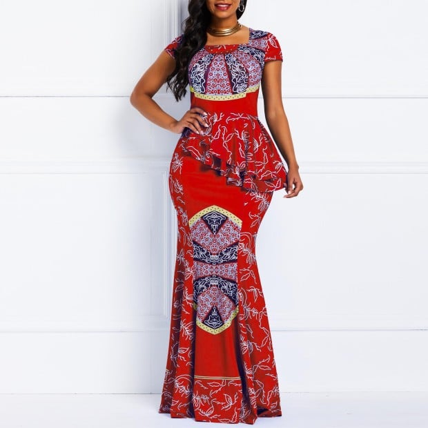 Euro-American Chic Print Dress