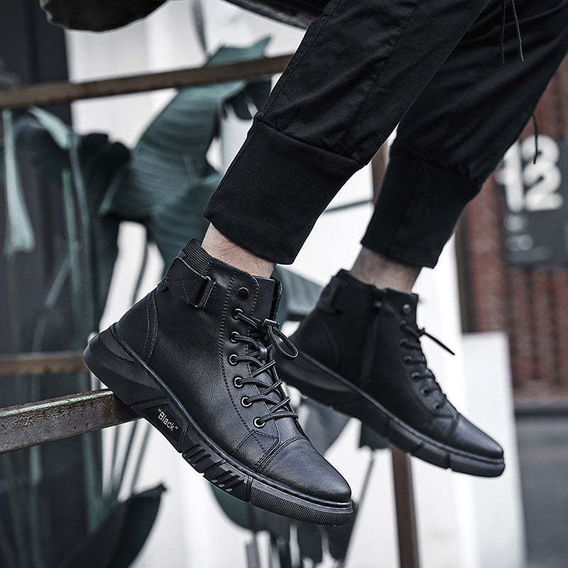 Men's Martin Plus Cashmere Leather High-Top Sneakers
