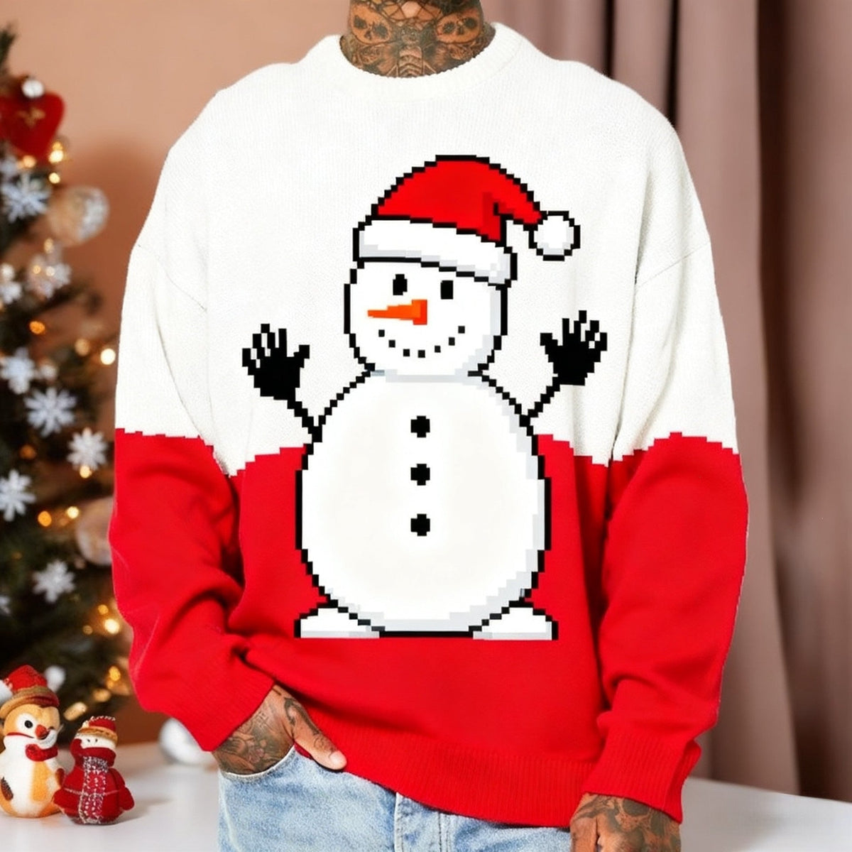 Mens Crew-Neck Sweatshirt With 3D Digital Print