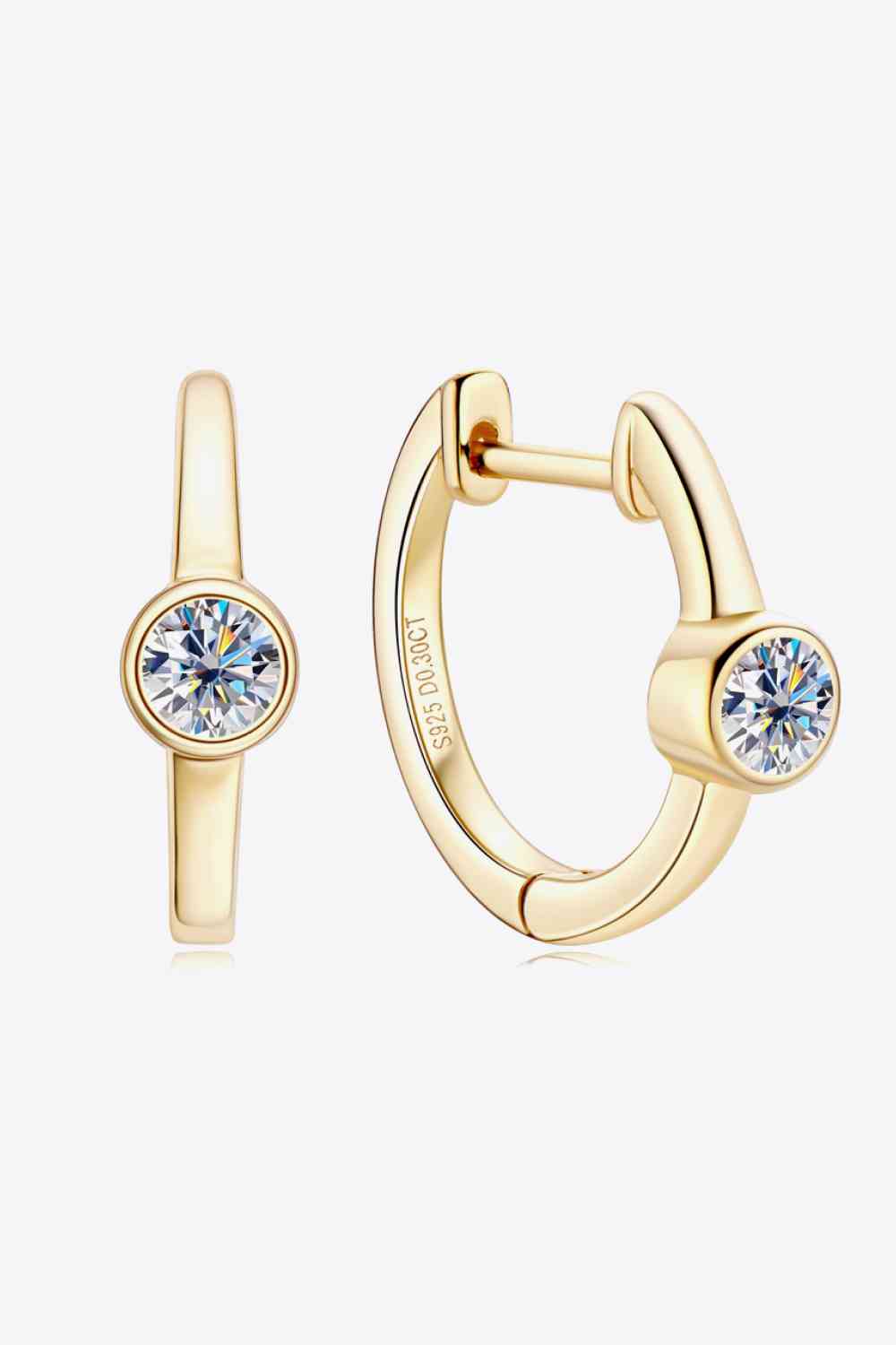 Elegantes Pendientes de Aro Chapados en Oro de 18k con Moissanita Incrustada – Diseño Minimalista Ver tabla de tallas en "más detalles"
