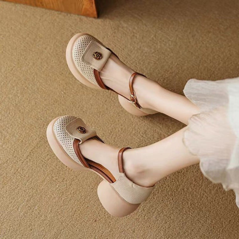 Women's Waterproof Closed-Toe High-Heel Sandals