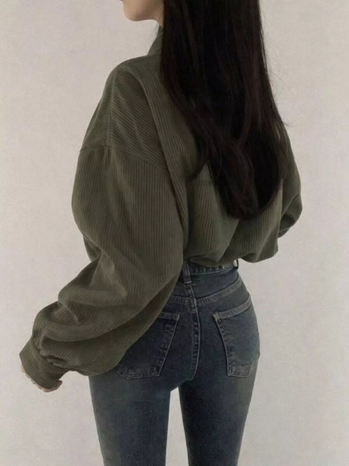 Corduroy Snap Down Cropped Jacket