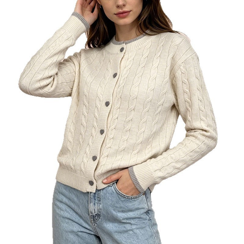 Autumn Sweater With Color-block Design Round Neck And Long Sleeves