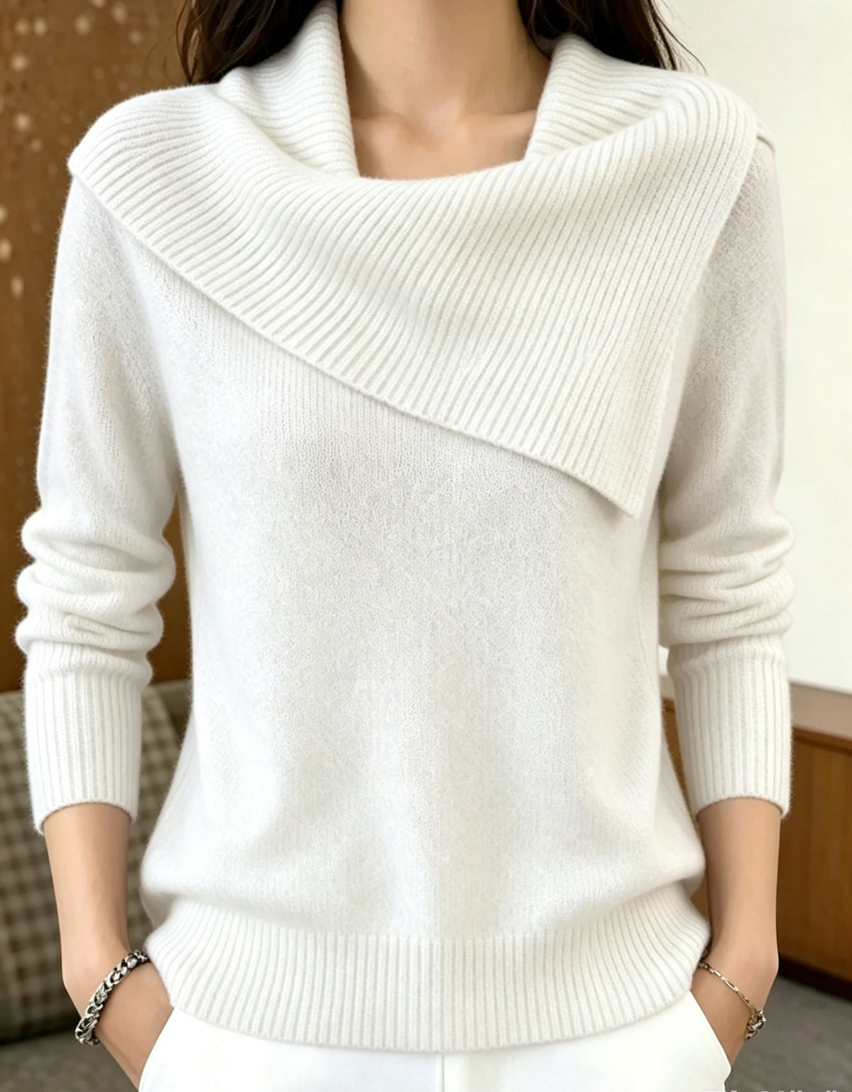 Elegant Figure-flattering Lapel Sweaterversatile Knitted And Effortlessly Chic