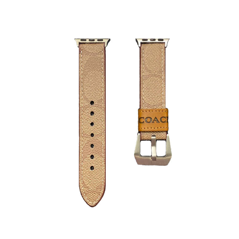 Correa de cuero Coach para Apple Watch marrón claro-YHK244221710