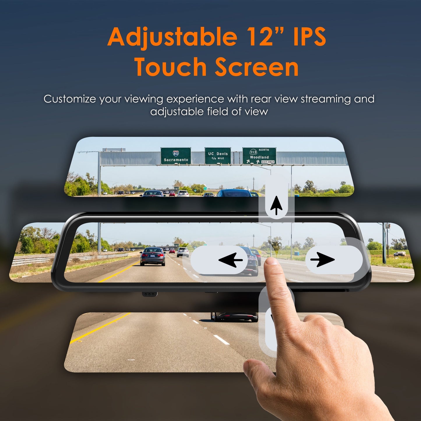 RexingUSA M2 MAX – Cámara de salpicadero de espejo de 2 canales con pantalla táctil IPS de 12”, 4K + 1080p, Wi-Fi, GPS, ADAS, grabación en bucle, cámara de respaldo, modo de estacionamiento, detección de colisiones