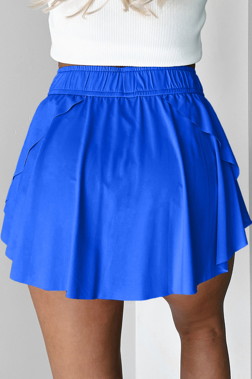 Falda pantalón de tenis forrada de cintura alta con cordón color azul cielo
