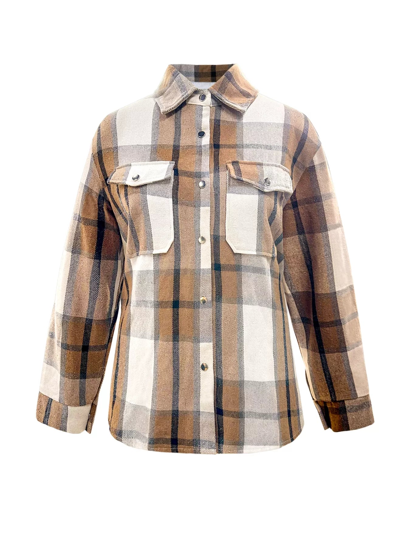 Plus Size Casual Plaid Button-Down Shirt See size chart under “more details”