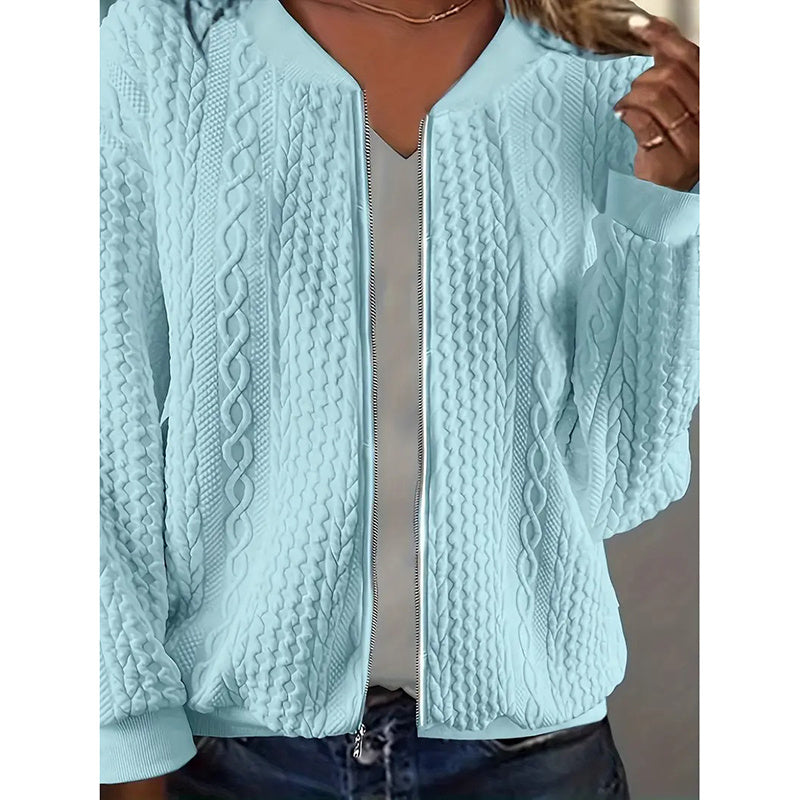 Chaquetas Bomber para Mujer Abrigos Jacquard Lindos Chaquetas Ligeras con Cremallera