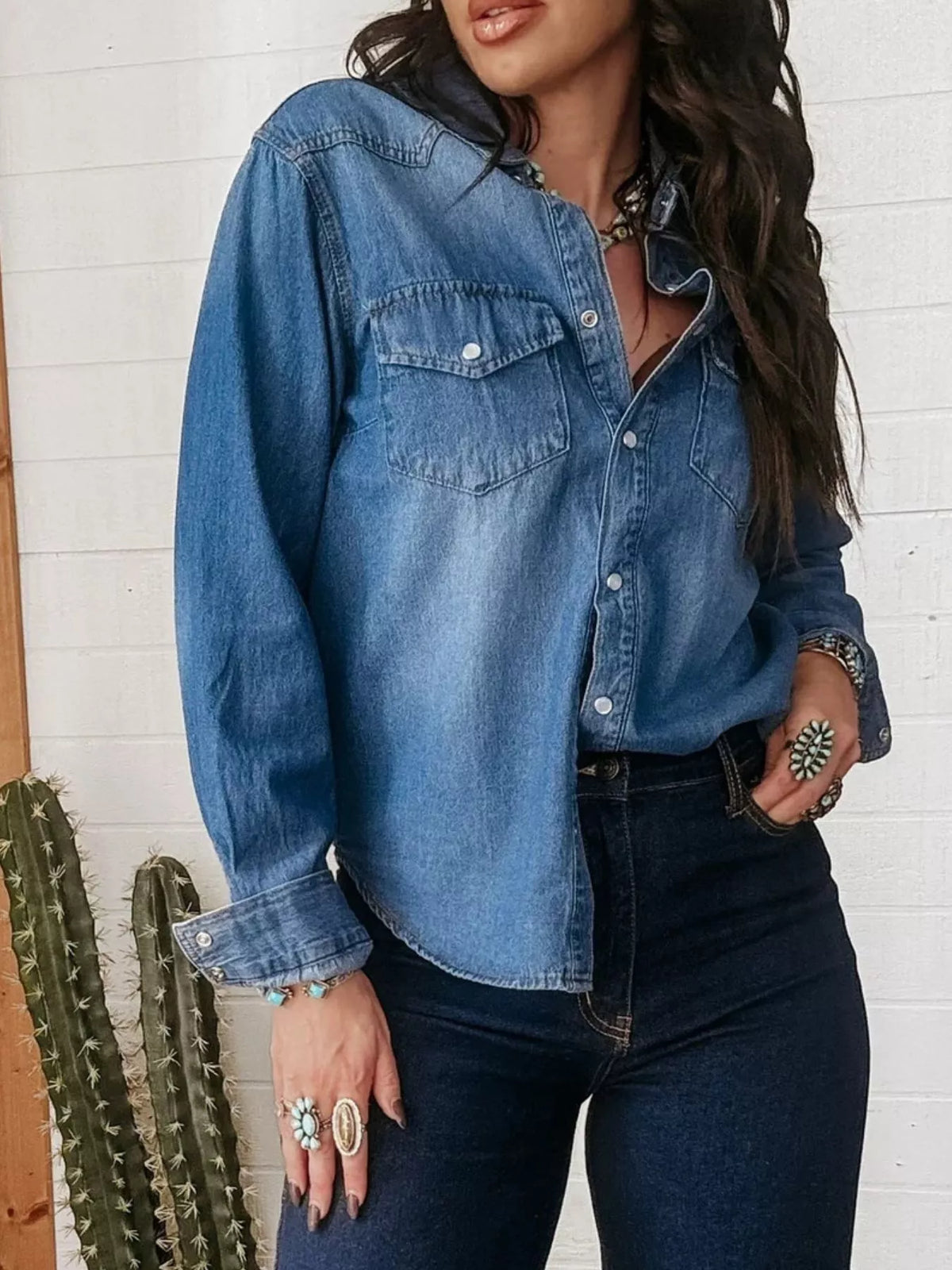 Washed Button Down Denim Shirt