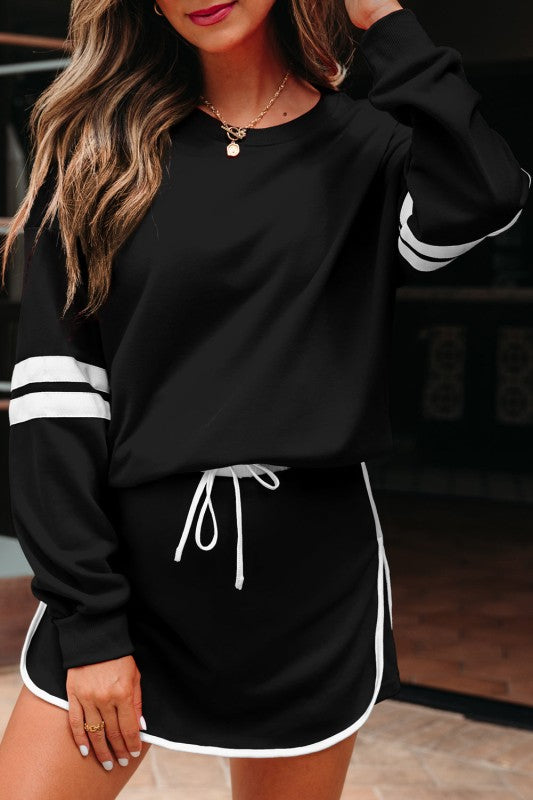 Conjunto de jersey y minifalda Varsity Stripe