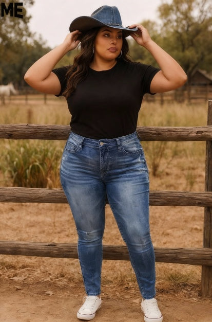 Women's Plus Size Light Wash Stretch Denim Blue Jeans