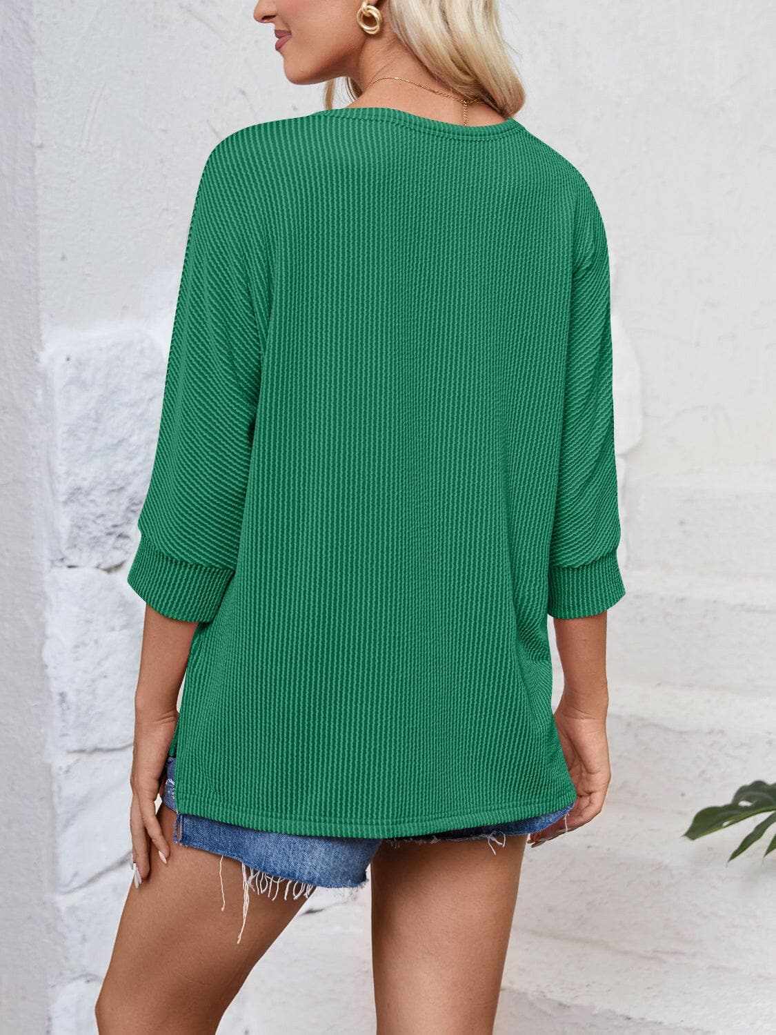 T-Shirts Trendsi just arrived - Textured 3/4 sleeve blouse