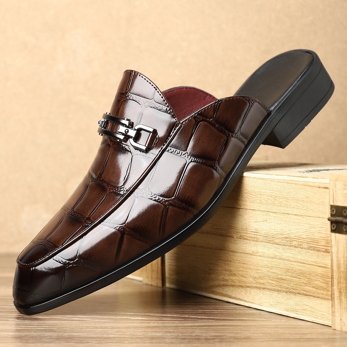 Men's Casual Leather Slippers
