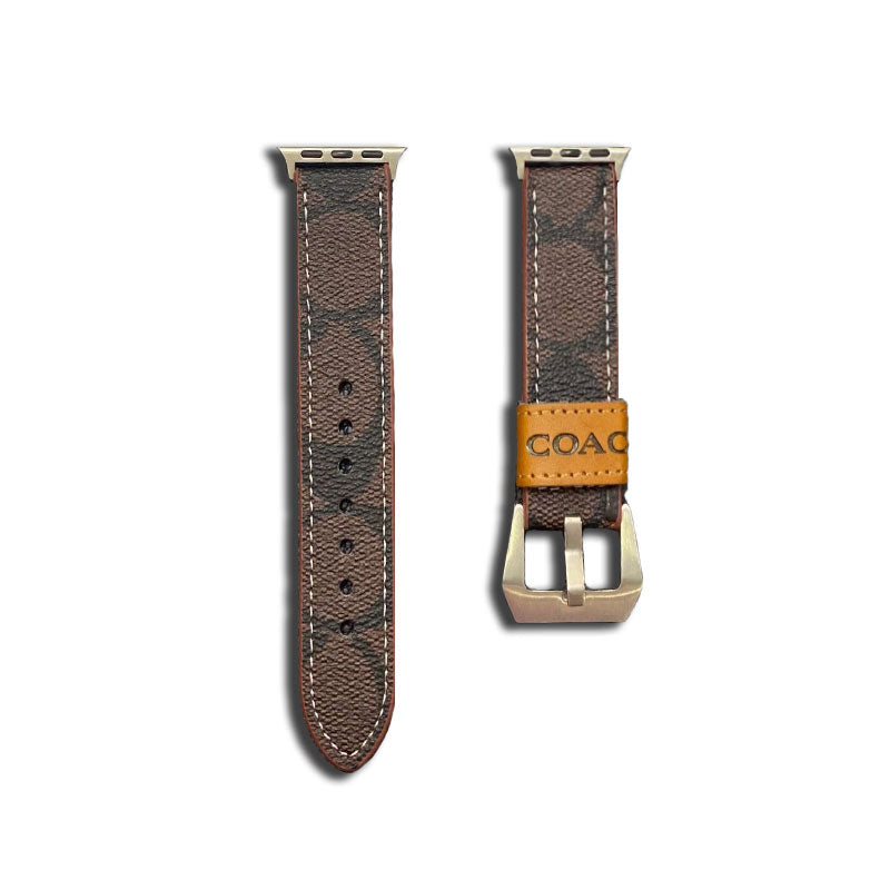 Correa de cuero Coach para Apple Watch marrón oscuro-YHK244221710