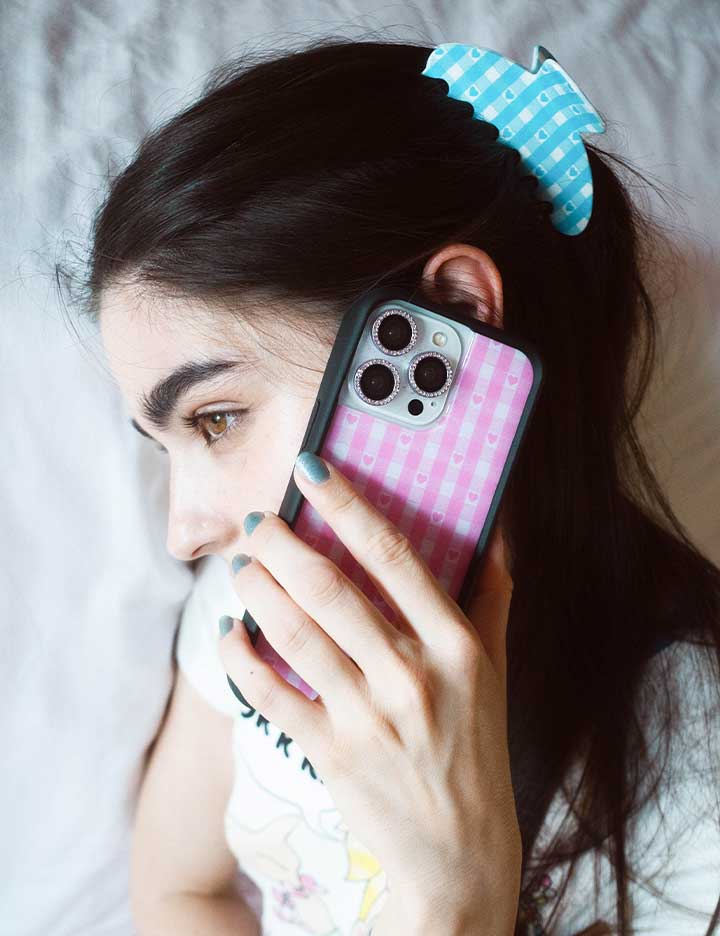 Gingham Hearts | Pink iPhone Case