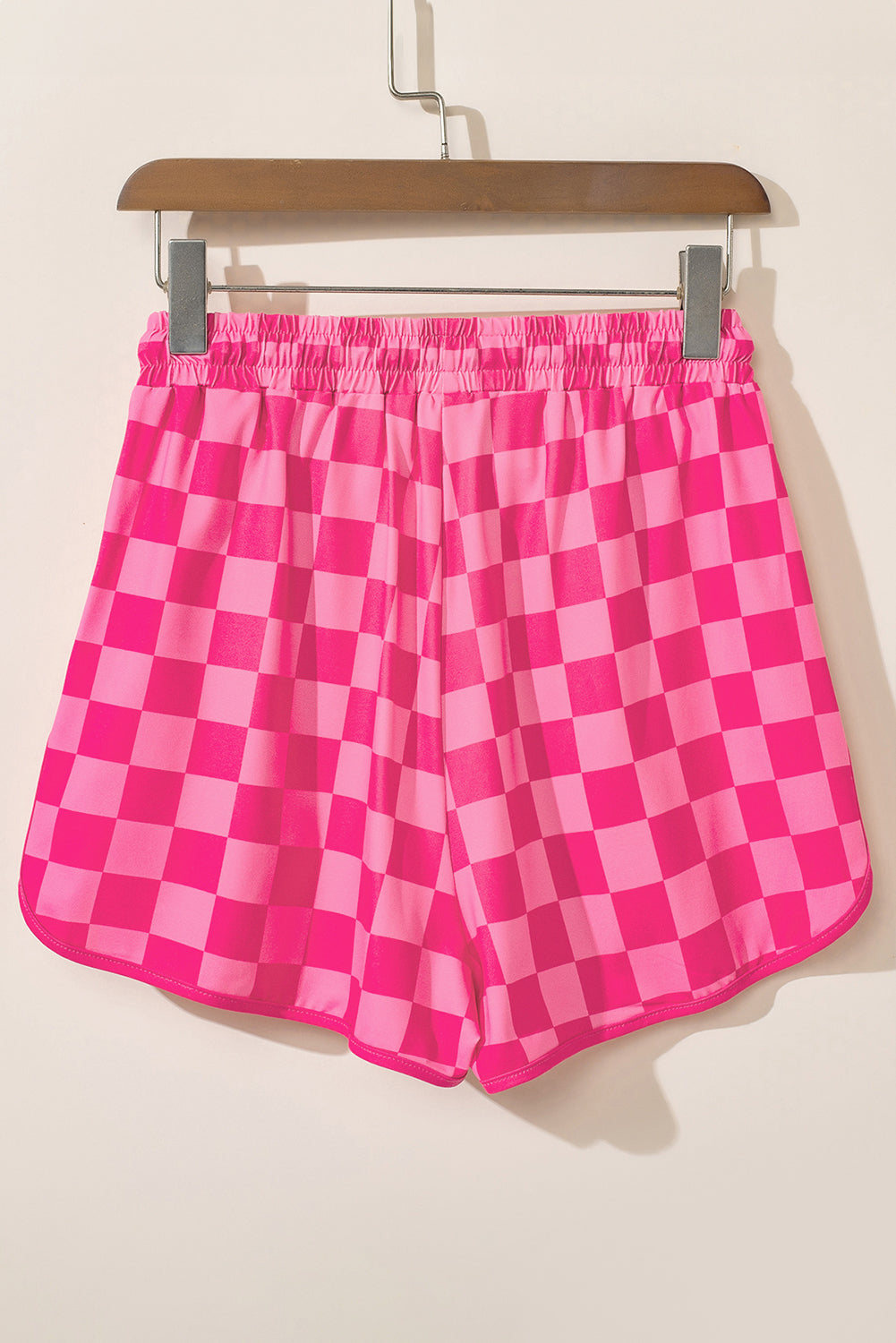 Pantalones cortos casuales a cuadros negros con cordón y cintura elástica