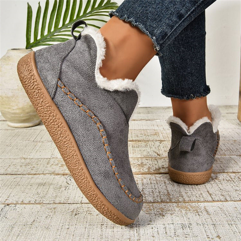 Women's V-Cut Plush Ankle Boots