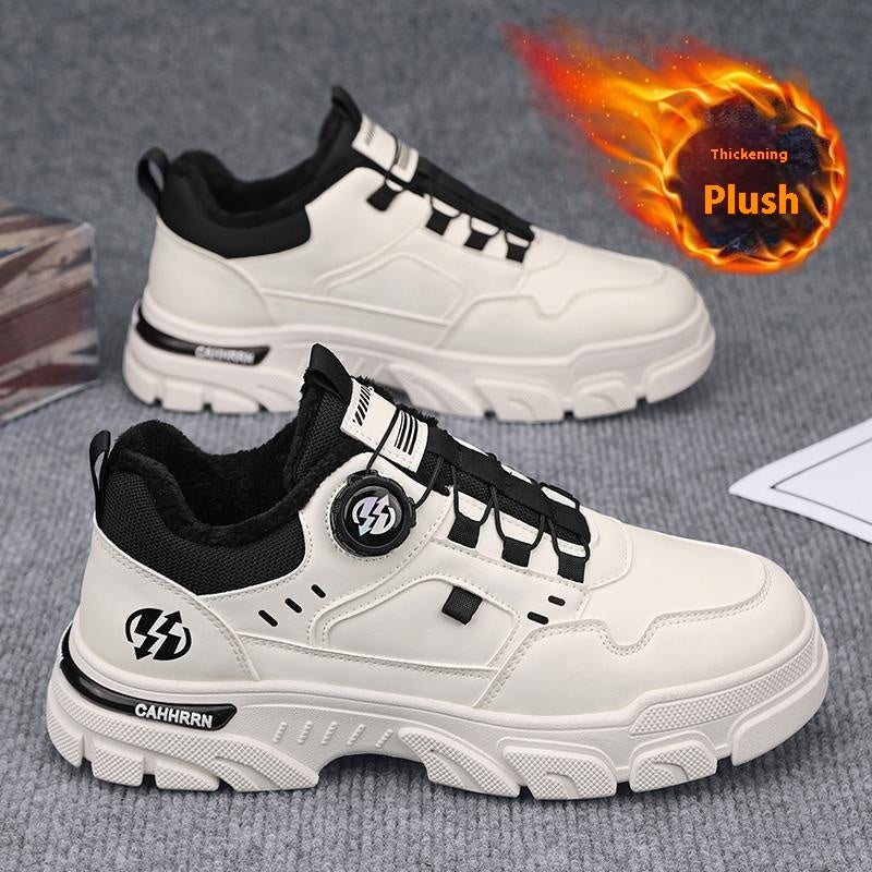 Men's Rotating Button Martin Fleece-Lined Thermal Cotton Flats