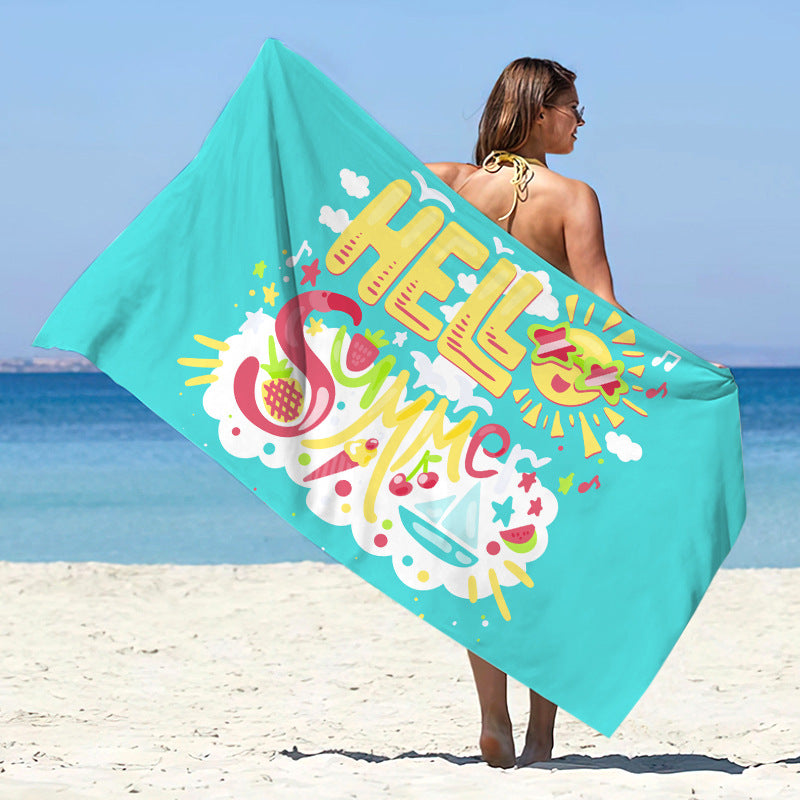 Printed Microfiber Quick-drying Beach Summer Sunscreen Shawl Double-sided Velvet Swimming Towel