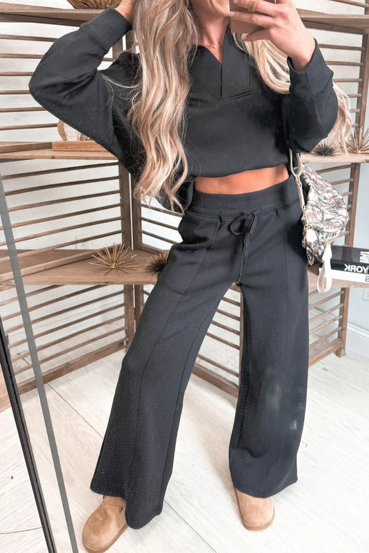Conjunto de sudadera y pantalón de chándal Bristol con cuello en V negro