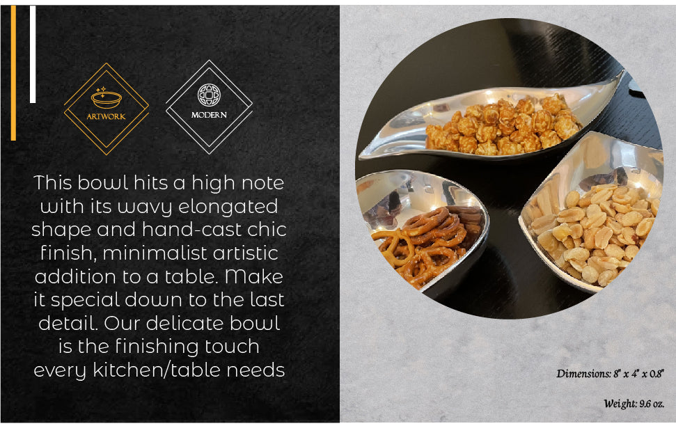 Wavy Recycled Aluminum Snack And Nut Bowl Minimal Design