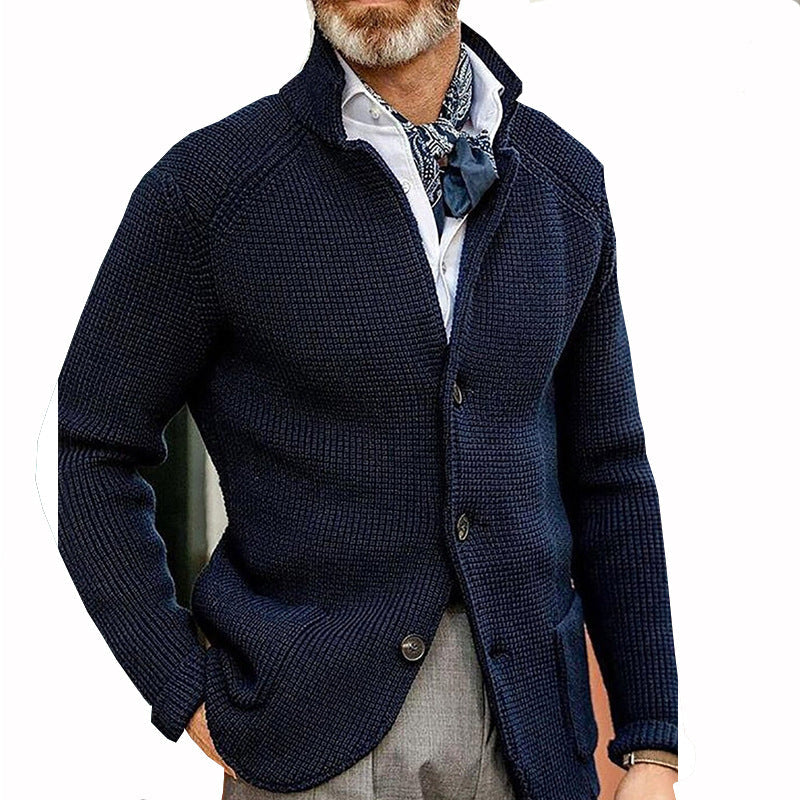 Amazon New Autumn And Winter Men's Lapel Knitted Cardigan Cross-border Coat Sweater Jacket Single-breasted Thick Sweater