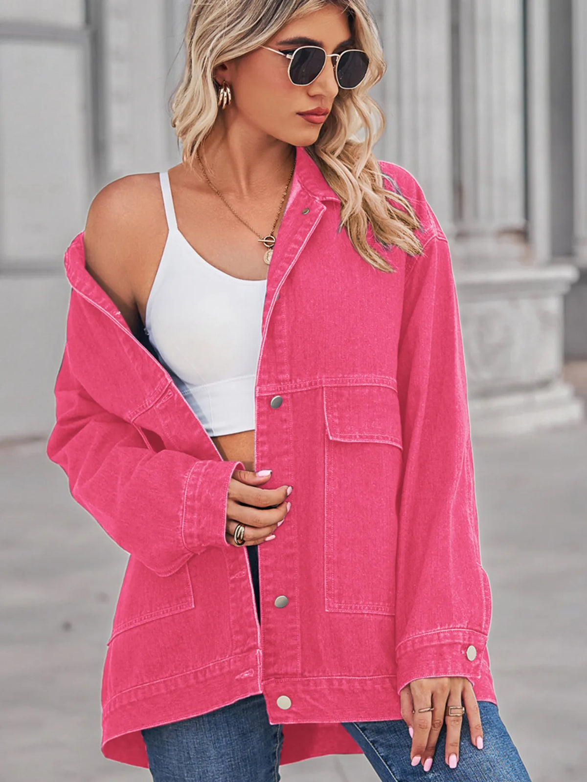Button Up Long Sleeve Denim Jacket
