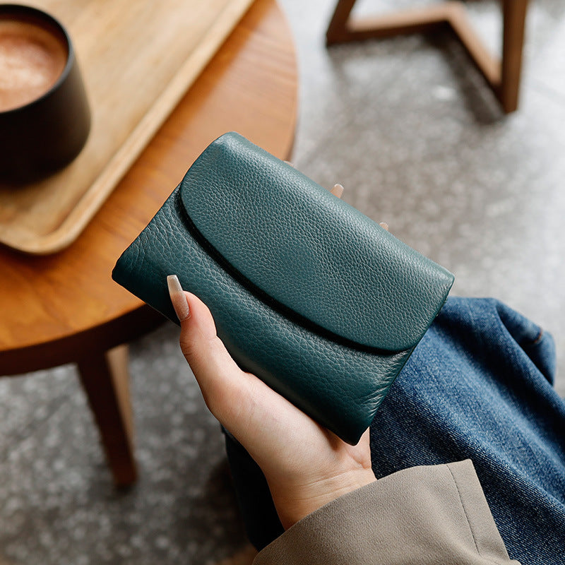 Women's Genuine Leather Short Wallet Card Holder Handbag