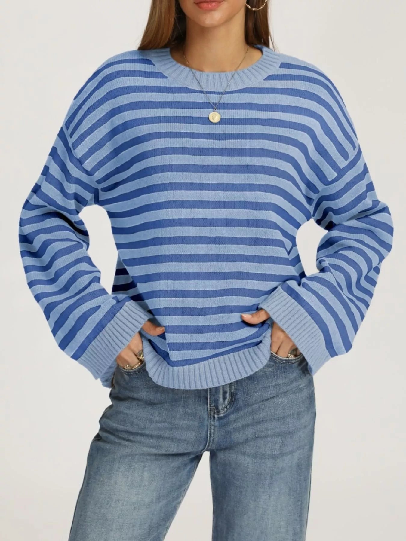 Striped Dropped Shoulder Sweater