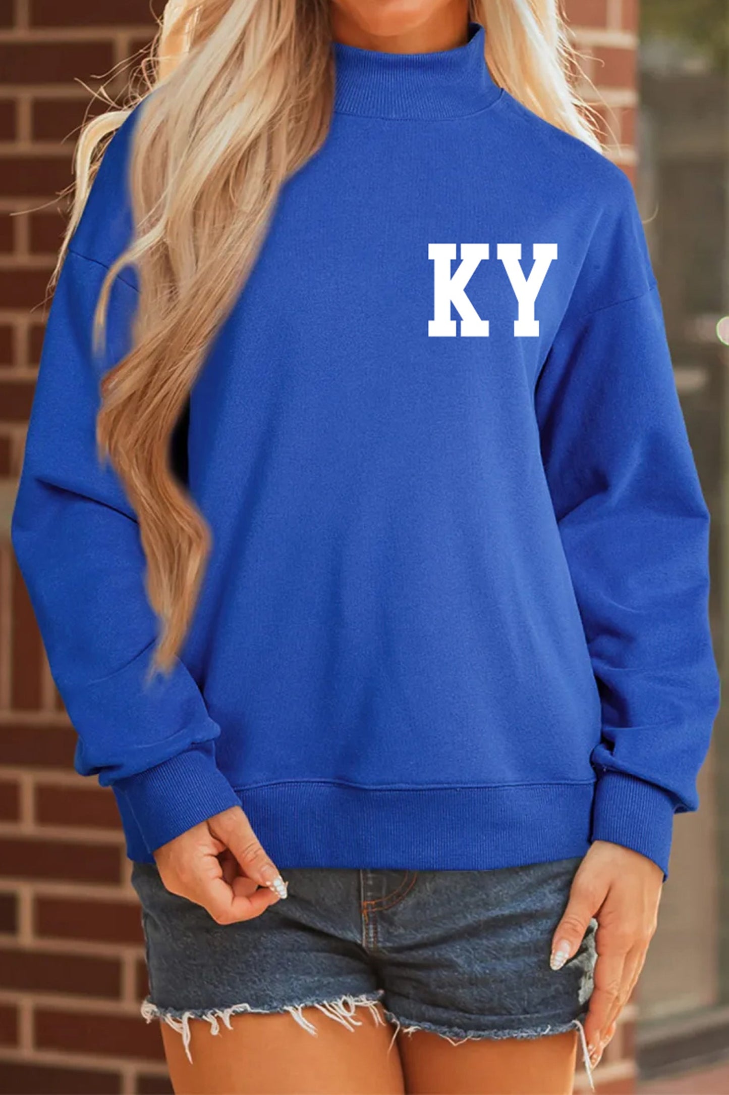 Sudadera Azul Oscuro con Cuello Falso Estampado KY KENTUCKY