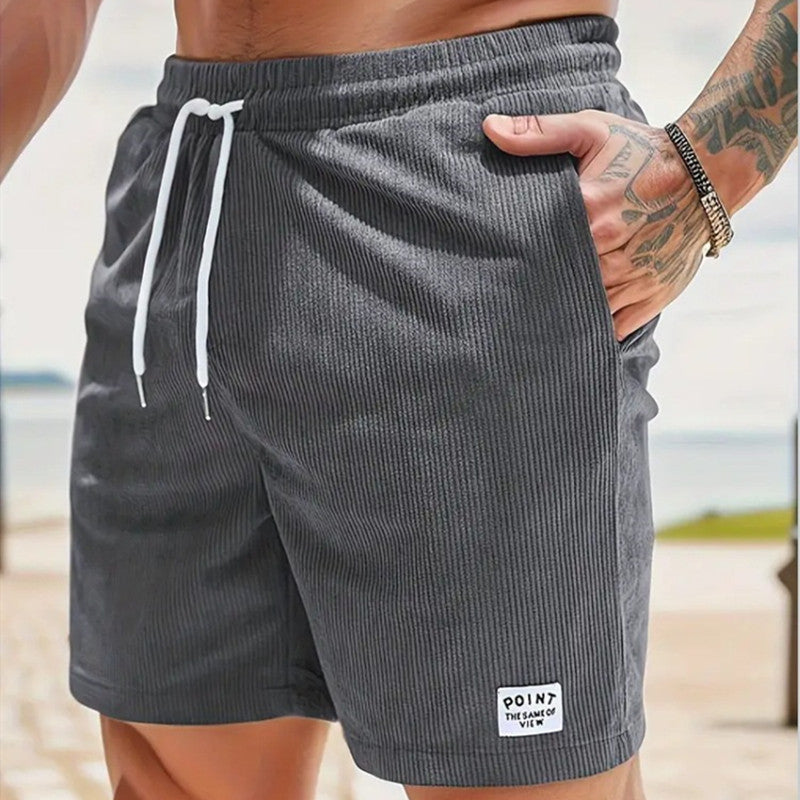 Pantalones cortos de cordón con cordones, pantalones cortos deportivos de pana para hombre, ropa de hombre