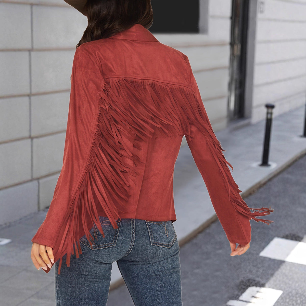 Women's Loose Long Sleeved Tassel V-neck Temperament Concert Cardigan Top Jacket