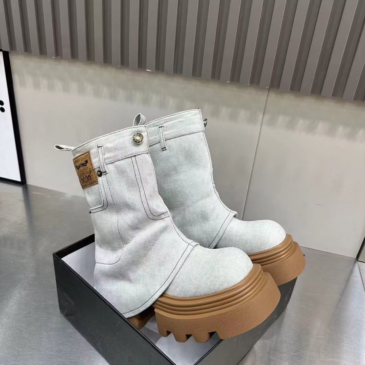 Versatile Casual Thick-soled Fashionable Cigarette Pants Boots For Women See size chart under “more details”