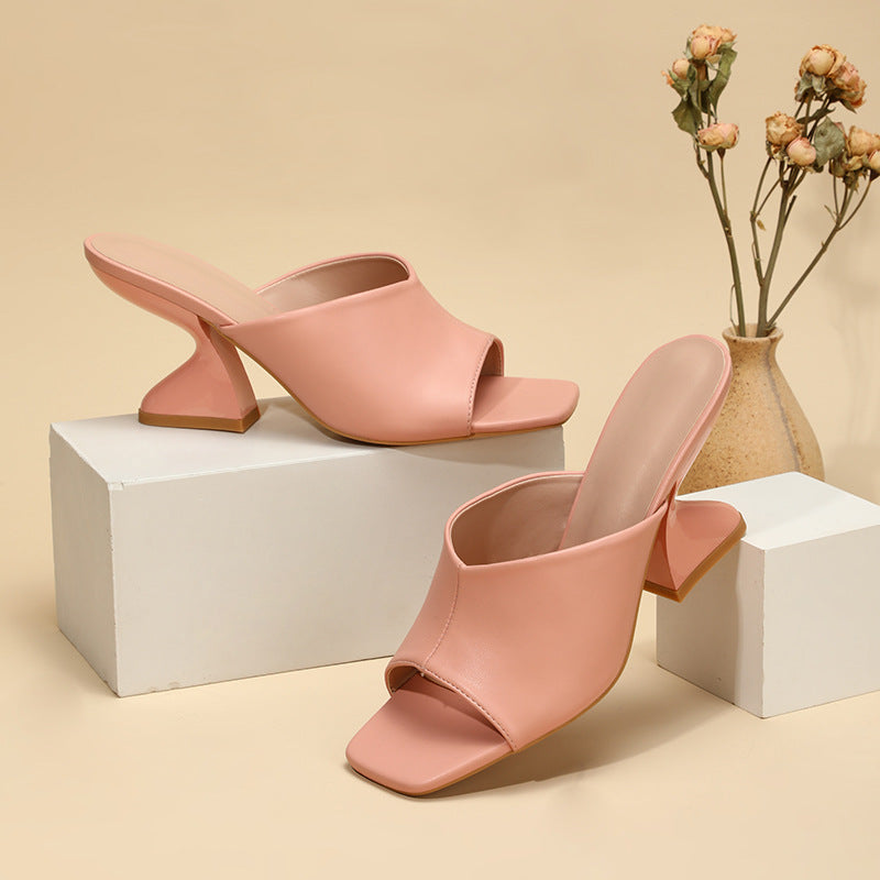 Women's Sculptural Heel Mule Sandals