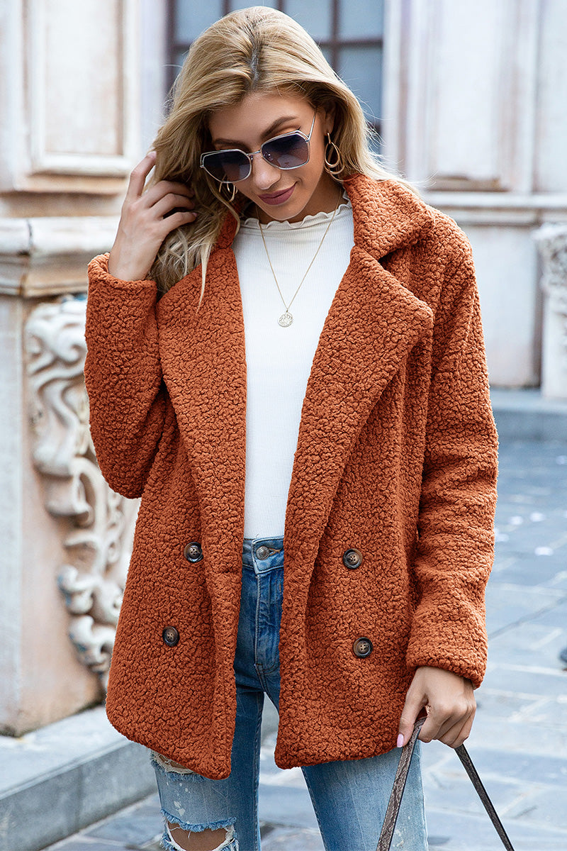 Abrigo de Sherpa con Cuello Solapa Completo Ivy Lane