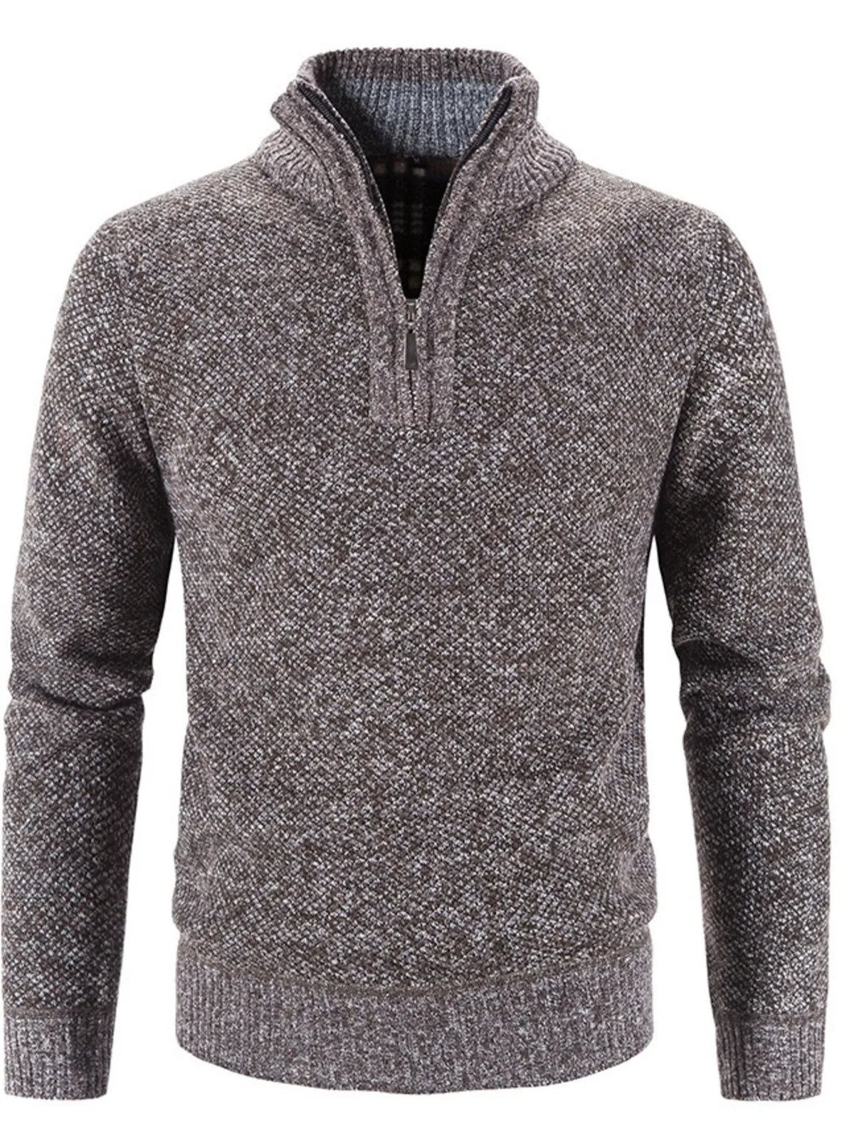 Men's Plus Size Quarter Zip Long Sleeve Sweater