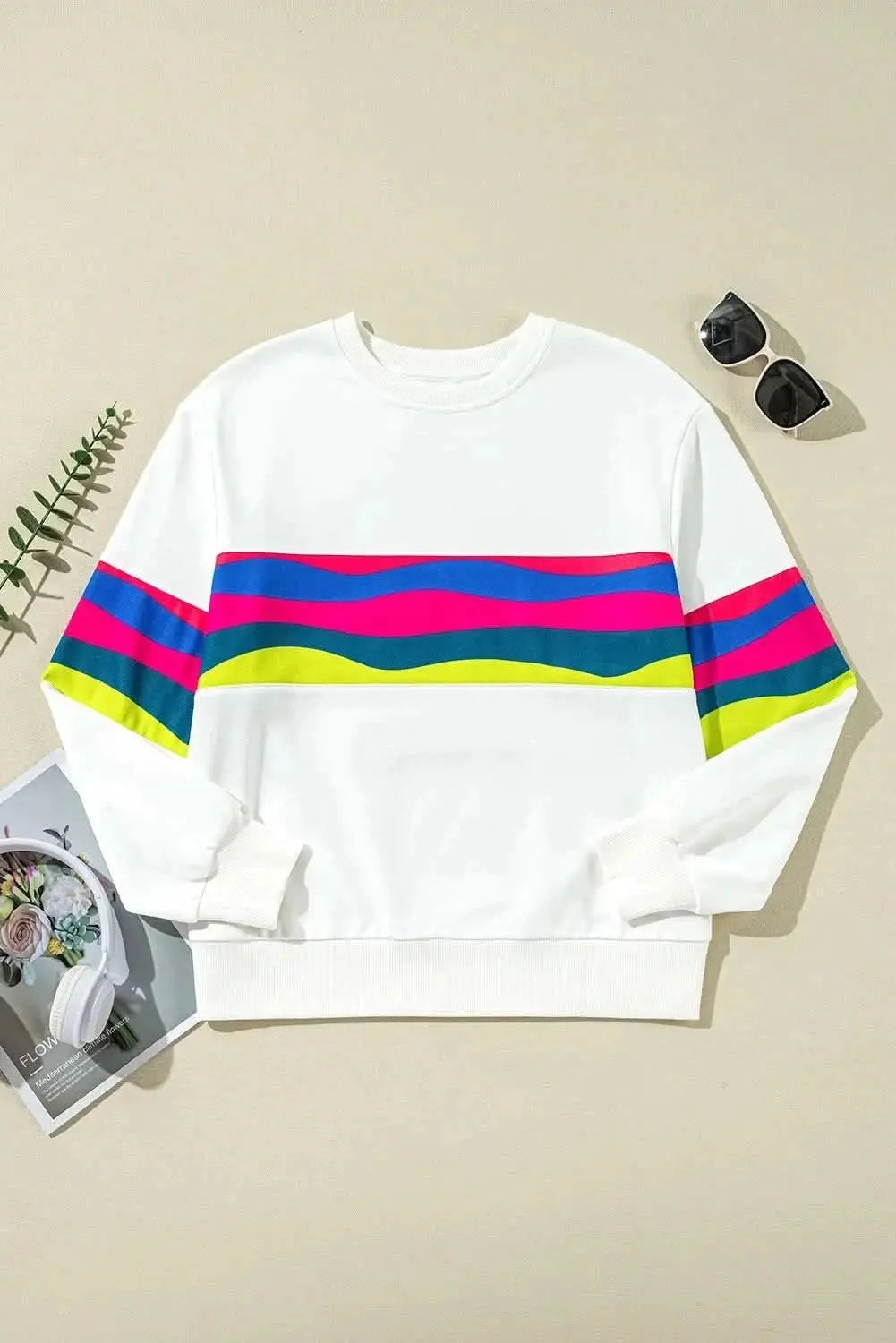 Trendsi Contrast Long Sleeve Top Cotton Blend — Versatile Wardrobe Essential