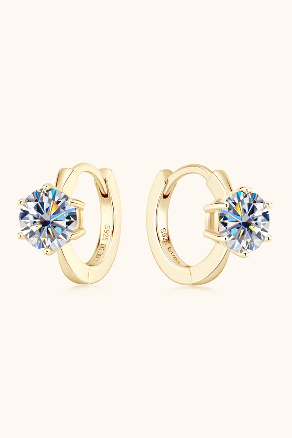 Pendientes Huggie de Plata Esterlina 925 con Moissanita de 2 Quilates