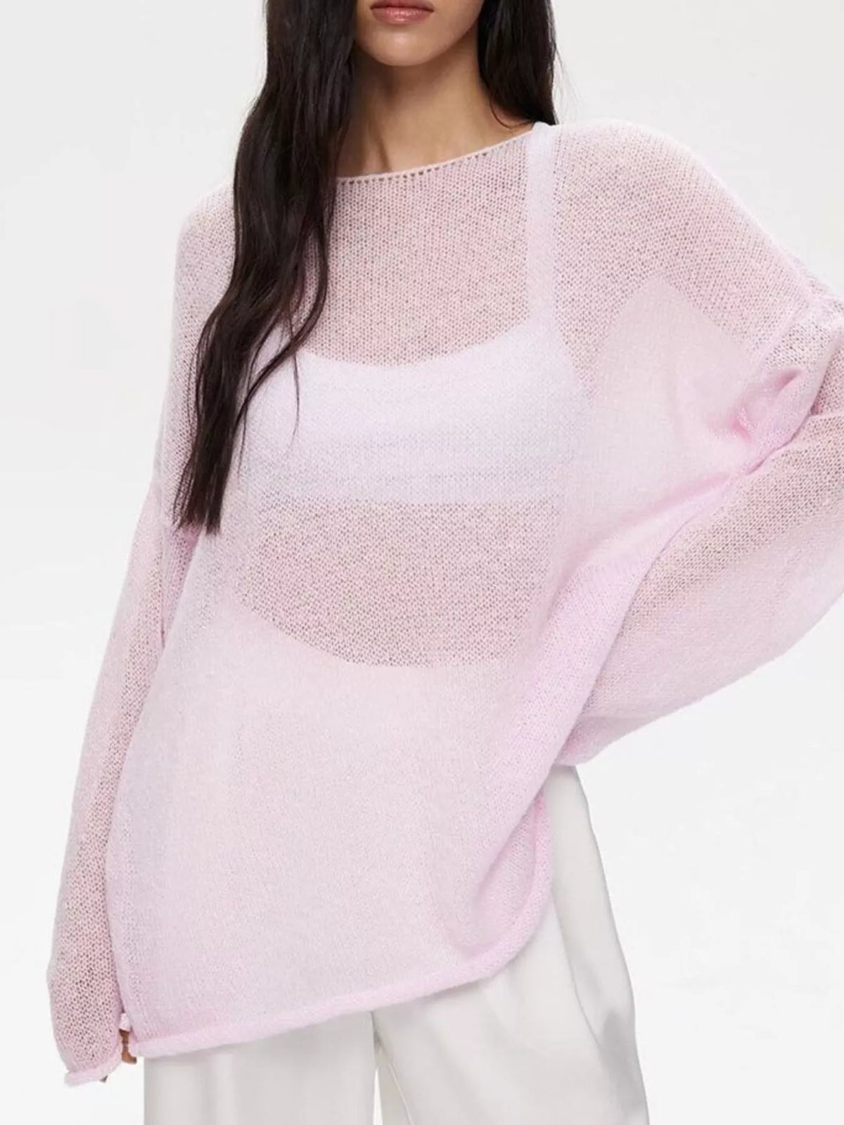 Boat Neck Dropped Shoulder Sweater