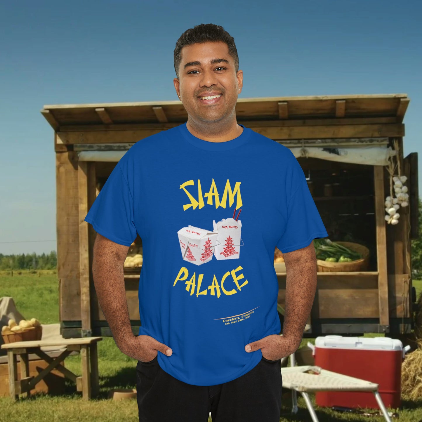 "DirkyThreadz Siam Palace T-Shirt - Bold Takeout Graphic Design in Black Cotton"