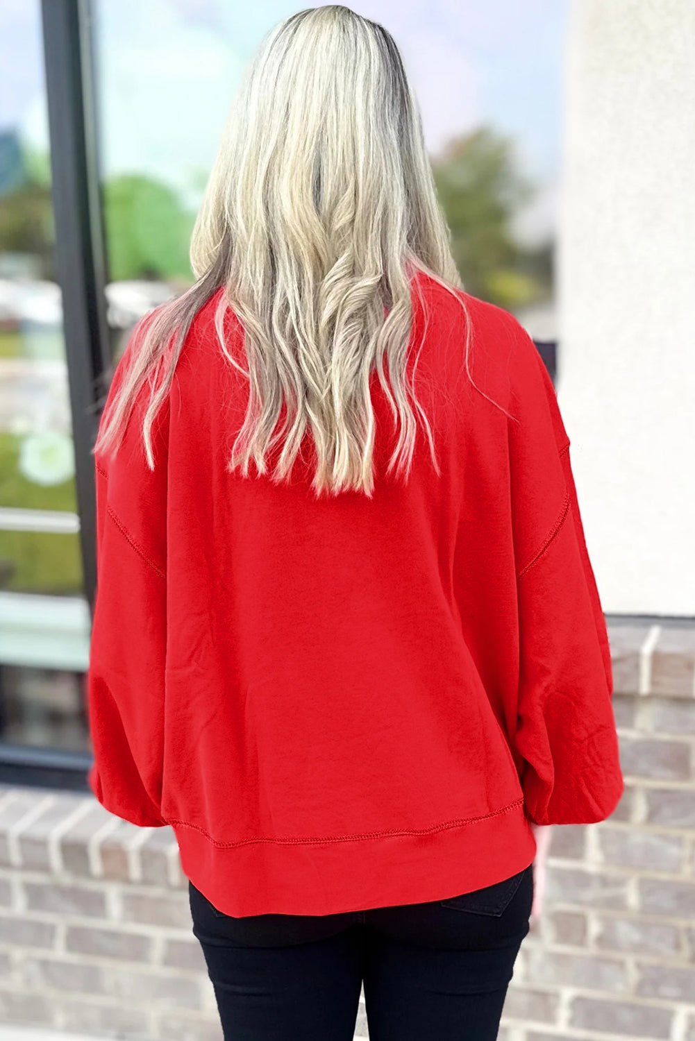 Sudadera Gráfica de Purpurina Roja Feroz "How Bout Them Dawgs"