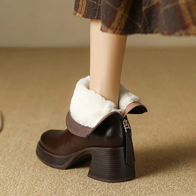 Women's Chunky-heeled Platform Ankle Boots