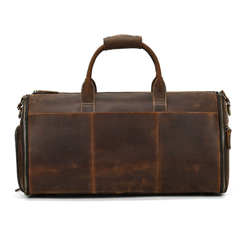 Vintage Multifunctional Leather Travel Duffle Bag Travel Bag