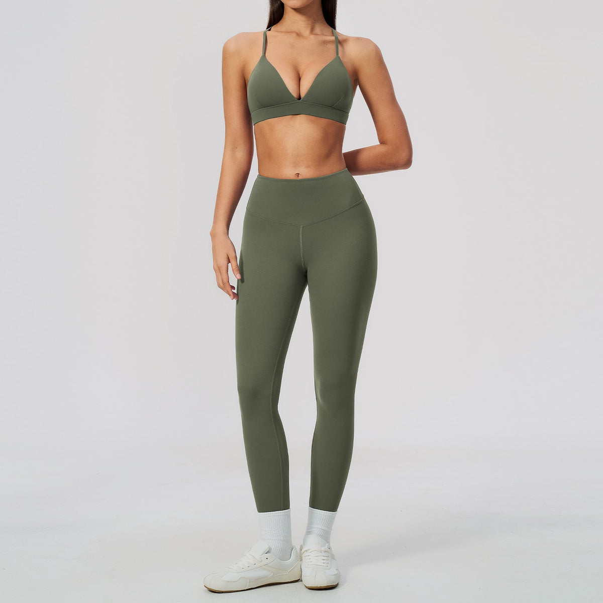 Women's Two-Piece Yoga Fitness Set - High Elasticity Workout Outfit for Gym and Running