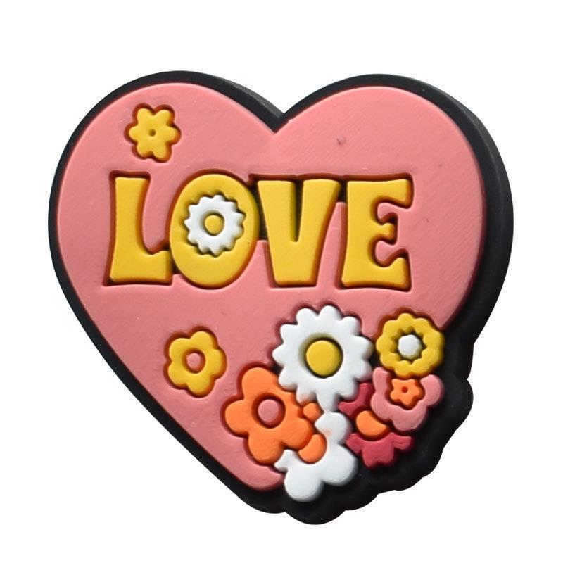 Peace Love Hole Shoes Accessories PVC Shoe Buckle