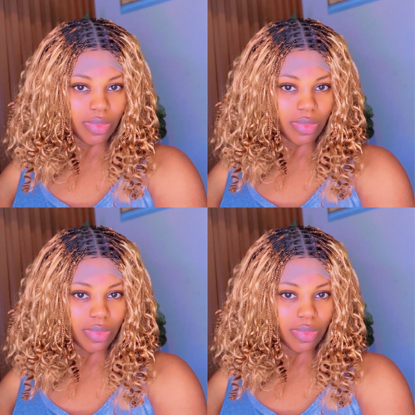 Honey blonde short boho braids