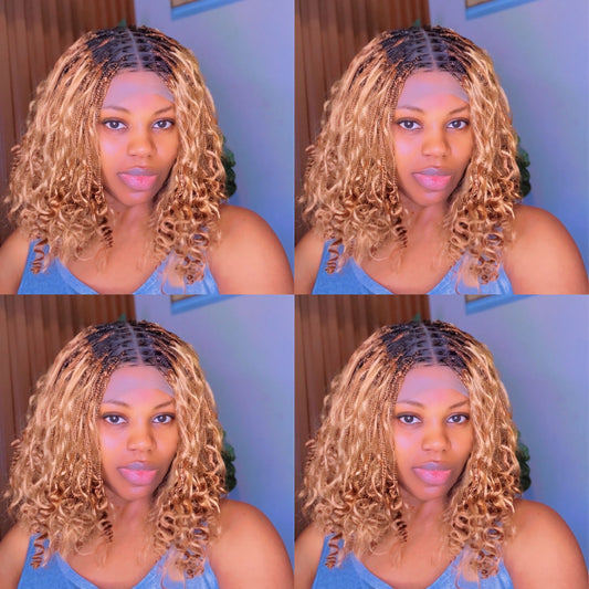 Trenzas boho cortas rubio miel