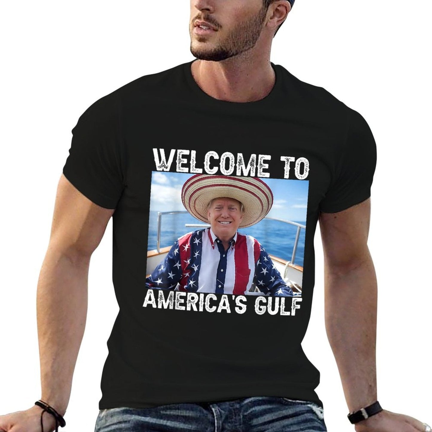 Gulf of USA America Funny USA Flag Moisture-wicking T-Shirt